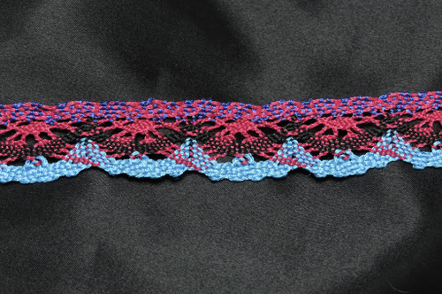 Crochet Lace 1" 25mm Polyester Cluny Wine Blue Black 9 Mtr Bolt