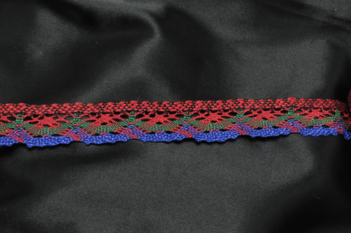 Crochet Lace 1" 25mm Polyester Cluny Blue Red Green  9 Mtr Bolt