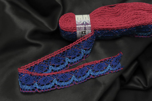 Crochet Lace 1 5/8" 41mm Polyester Cluny Royal & Magenta  9 Mtr Bolt