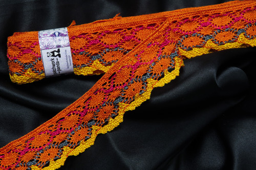 Crochet Lace 1 5/8" 41mm Polyester Cluny Orange Per Yard  9 Mtr Bolt
