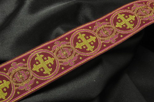 Jacquard Ribbon 1 1/2" (38mm) Excelsis WINE Priced Per Yard