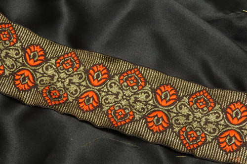 Jacquard Ribbon 2 5/8" Gloriana Brown Orange Per Yard