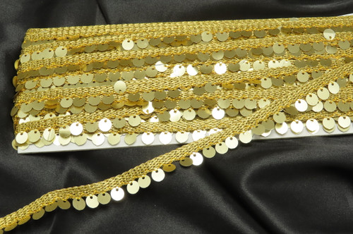 5/16" 8mm Yellow Gold Sequin & Sparkle Trim Header - 18 meters 