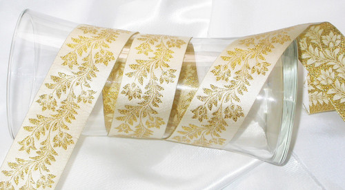 Jacquard Ribbon 1 9/16" (40mm) Musk Mallow SILVER