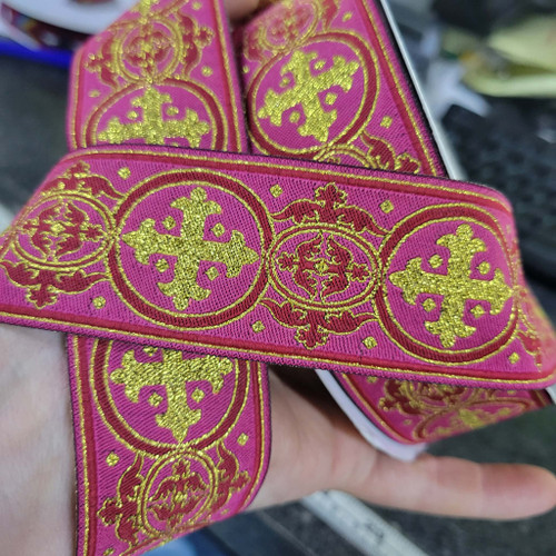 Jacquard Ribbon 1 1/2" (38mm) Excelsis pink Priced Per Yard