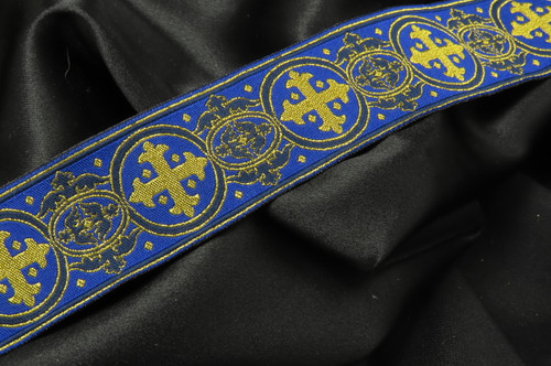 Jacquard Ribbon 1 1/2" (38mm) Excelsis blue Priced Per Yard