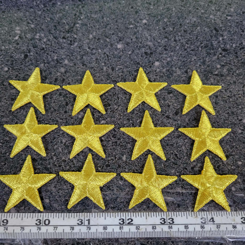 Star 1 1/2" (38.1mm) Metallic Gold Embroidered iron On Applique 12 Pack