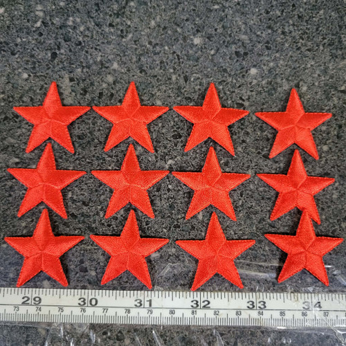 Star 1 1/2" (38.1mm) Red Embroidered iron On Applique 12 Pack