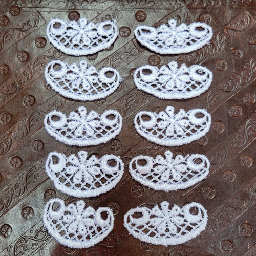 Venice Lace Floral Applique White 10 Pack