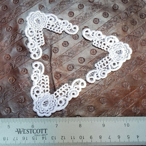 Venice Lace Yoke Appliques White 3 Pack