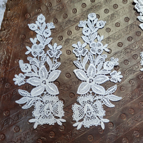 Venice Lace Floral Left & Right Appliques White