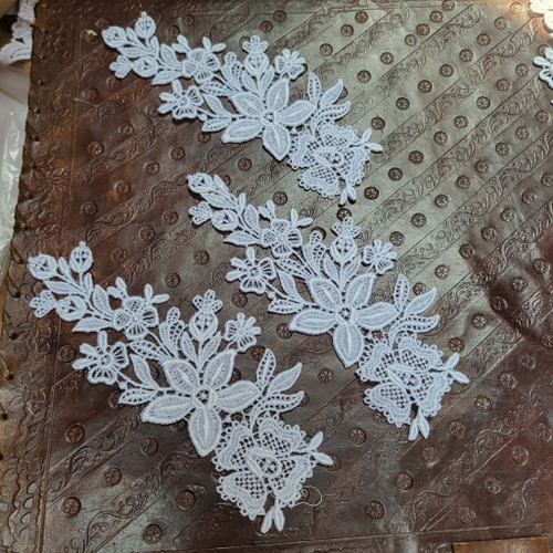 Venice Lace Floral  Appliques White 3 Pack