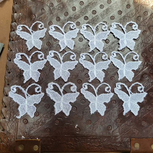 Venice Lace Butterfly Appliques White 12 Pack