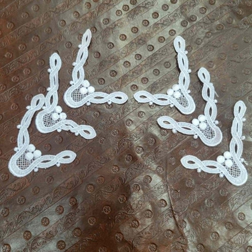 Venice Lace Collar Left & Right  Applique White 3 Pairs