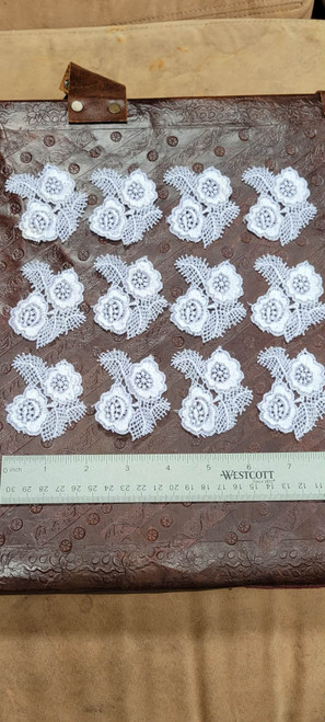 Venice Lace Floral Appliques White 12 Pack