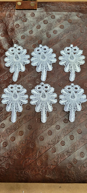Venice Lace Floral Applique White 6 Pack