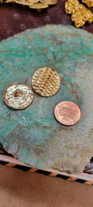 Gold Metal Textured 21.6mm Shank Button 2 pieces