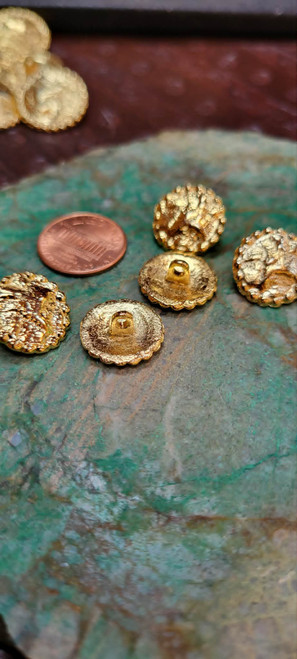Gold Primitive Cast Metal 15.8mm Shank Buttons 4 Pack