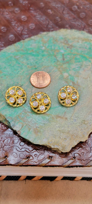 Gold Button Faux Gems  Plastic, Shank 18.3mm  3 pack