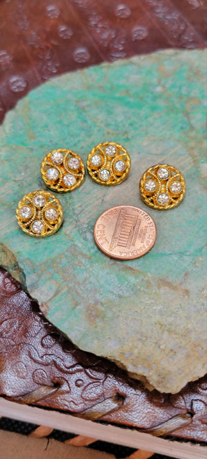 Gold Button Faux Gems  Plastic, Shank 14.6mm  4 pack