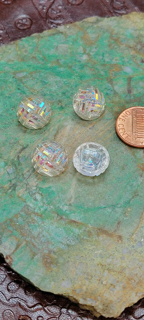 Glass Buttons Sparkly facets, Shank Domed 13.6mm  4 pack