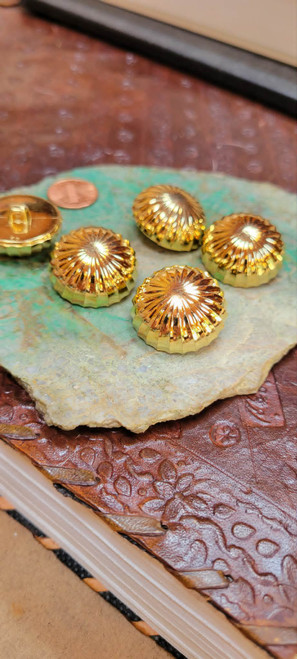 Gold Button Domed Grooved Plastic, Shank 27.6mm  per piece