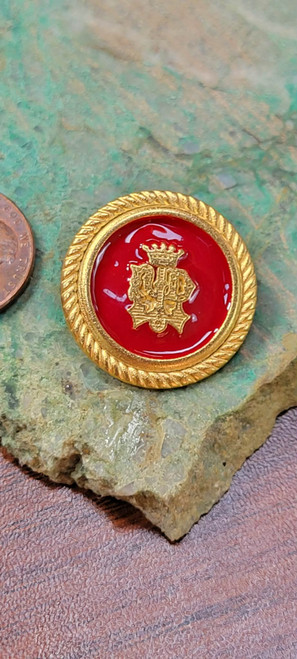 Red Enamelled Crown & Crest Metal Blazer 23mm Shank Button Per Piece