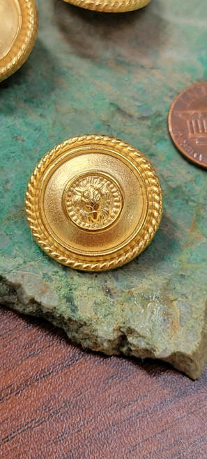 Vintage Gold Lion Face Shank Blazer Buttons 23.3mm