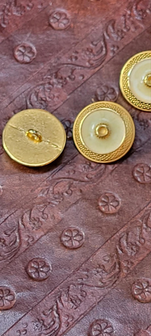 Vintage Gold Tone Cream Enamelled Metal Shank Button 20mm Per Piece