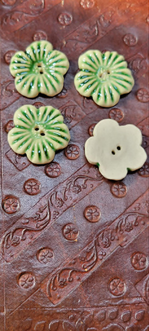 Hand Made Clay Fired Flower 2 hole 30mm Buttons set of 4