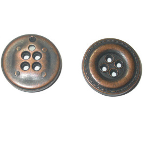 Button Metal 3/4" Flat Round Rubbed Bronze Color 6 Pack