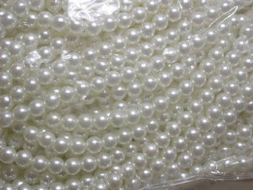 60" String 6mm Antique White Faux Pearl Beads Bridal