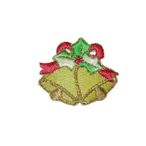 Christmas Bell Iron On Patch Applique 1 3/8" x 1 3/16" high