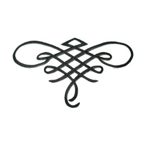 Black Decorative Swirl Tattoo style Iron On Patch Applique 6 1/4" across x 3 3/4" high