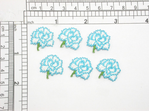 Carnation Flower Blue Iron On Patch Applique 6 pieces

Measure 3/4" across x 13/16" high