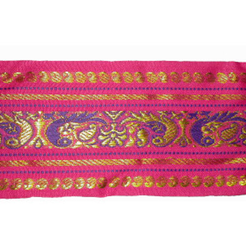 Jacquard Sari Border 3 3/4" wide Hot Pink