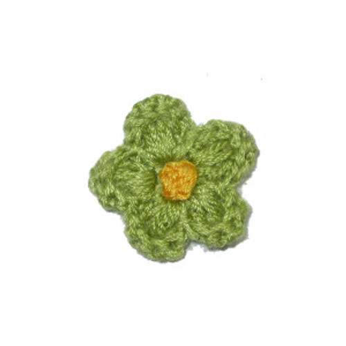 Crochet Flower Appliques 1 1/4" Green - 12 Pack