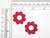 2 x Daisy Red & White Embroidered iron On Applique