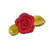 Mini Satin Ribbon Roses Maize Leaf  TRUE RED 25 Pack