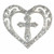 Heart Patch w cross Sparkly Metallic Silver