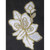 Floral Spray in White & Gold Iron On Patch Applique 
Embroidered on sheer backing in White Rayon and Metallic Gold threads
Measures 4" across x 5 7/8" high