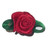 Mini Satin Ribbon Roses Forest Green Leaf TRUE RED 25 Pack