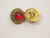 Button 5/8" (15.8mm)  Gold with Red Center Inlay   - Per Piece