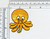 Octopus Patch Sparkle Embroidered Iron On Applique 
 Orange Opalescent Sparkle  Backing with embroidery - Measures 2 3/8" x 1 1/8"