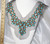 Yoke Applique Sheer & Beaded Black Turquoise & Gold