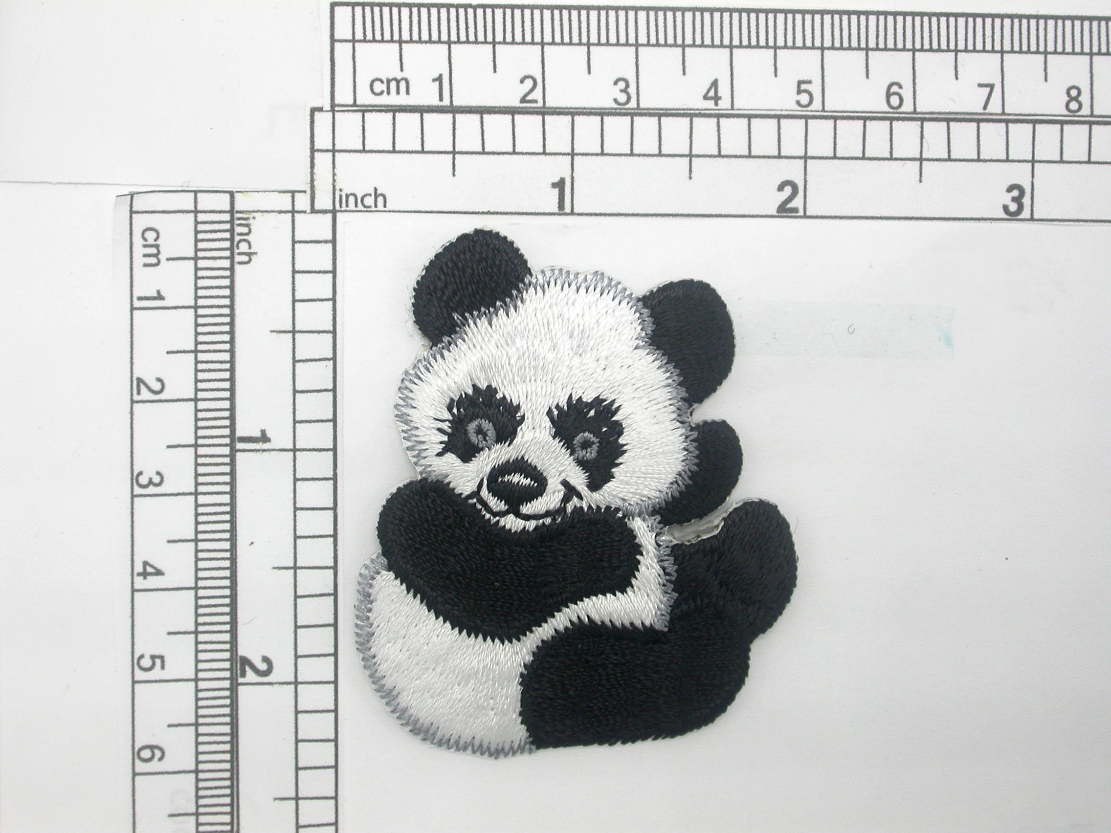 Panda Iron On Applique facing Left 2" x 2 1/4" Patchwork Panda Trims