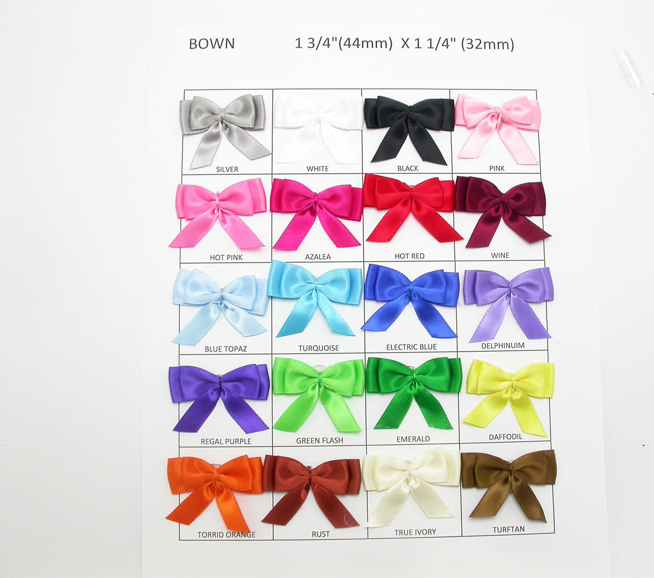 Flat Double Bows Satin Ribbon 1 3/4 (45mm) x 1 1/4 (32mm) *Colors* 10  Pack - Patchwork Panda Trims