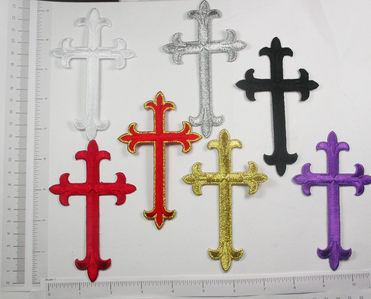 Latin Cross Patch 4 3/4 x 2 7/8 (121mm x 73mm) - Patchwork Panda Trims