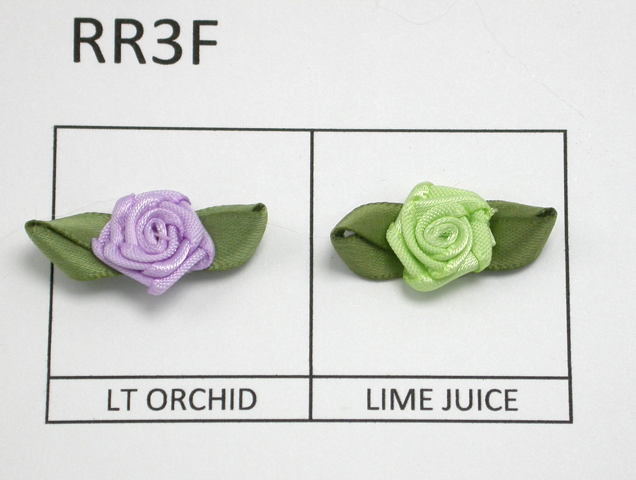 Flat Satin Ribbon Roses with Leaf Pack 24