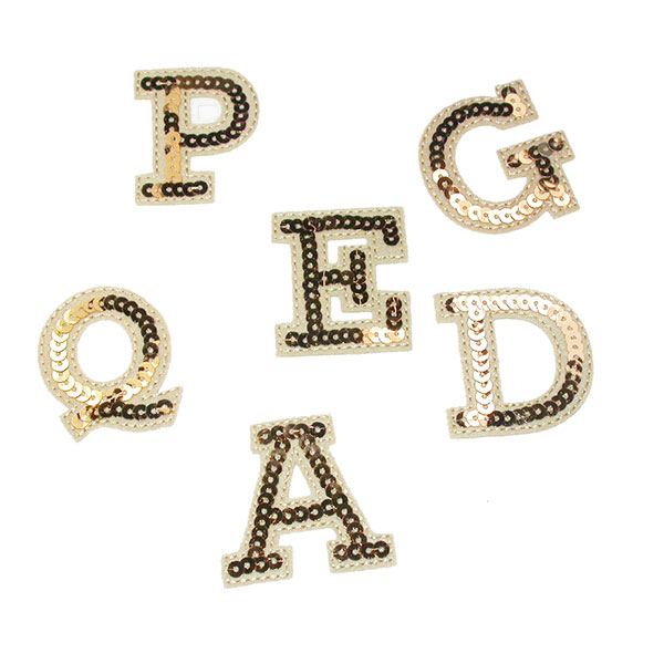 1-7/8 Metallic Gold Letters & Numbers, Iron on Patch, Embroidered (Gold G)